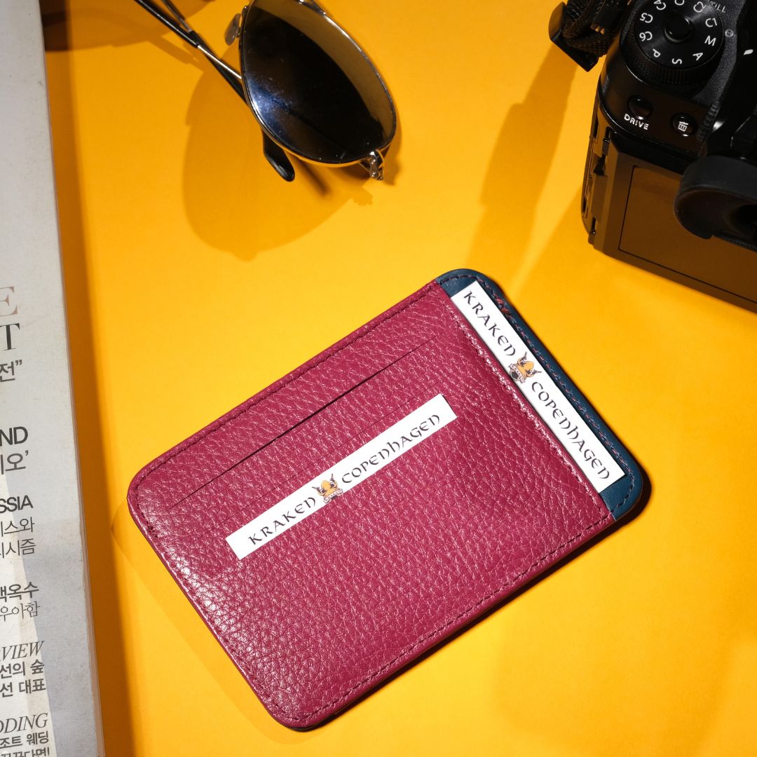 Småsten Læder 8 Kortholder – Lyserød/Blå