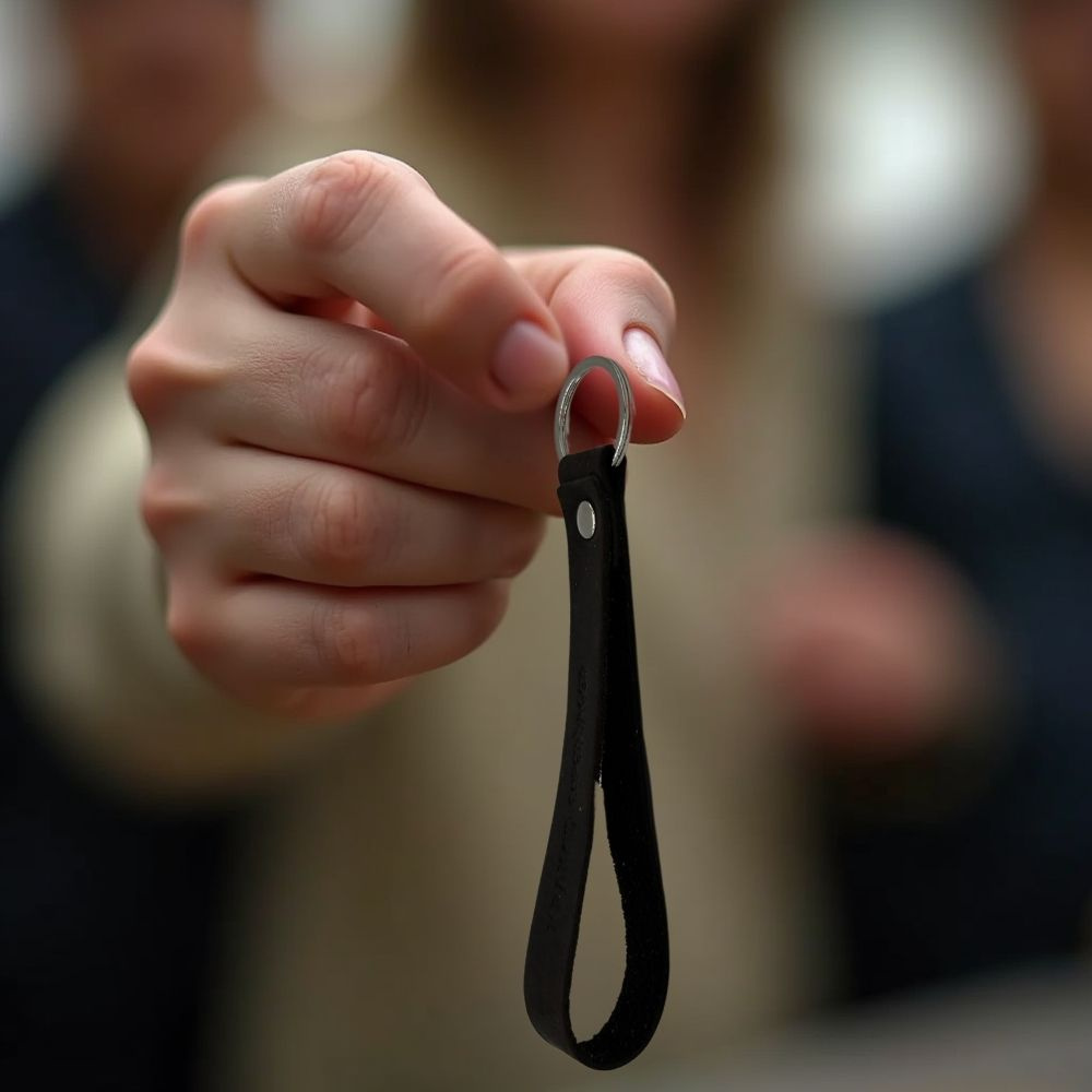 Ægte Læder Nøglering Med Gravering – Mørkebrun