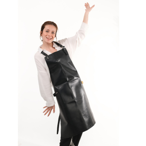 Leather Apron in Genuine Calf Leather with Free Engraving – Black