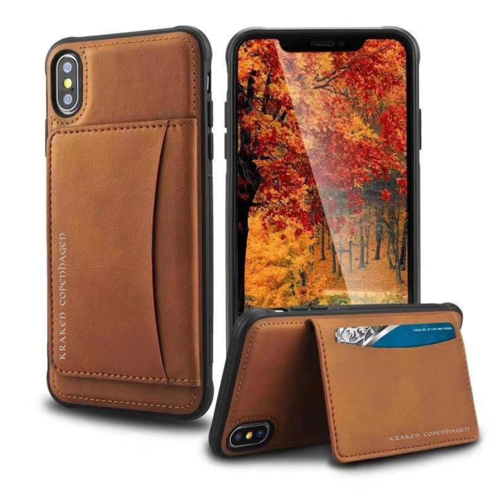 Smart Leather Wallet Cover With Card Holder - Brown