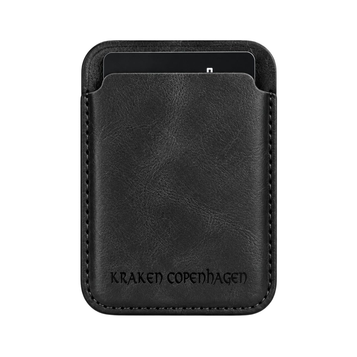 Magnetisk kortholder i ægte Crazy Horse-læder til iPhone – MagSafe-kompatibel – Sort
