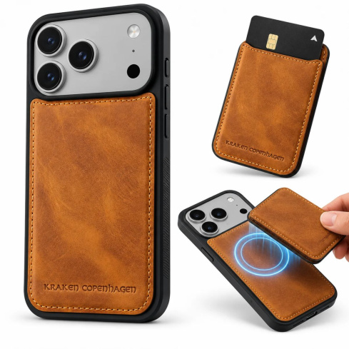 Ægte Crazy Horse-læder – MagSafe-kompatibel – Cognac