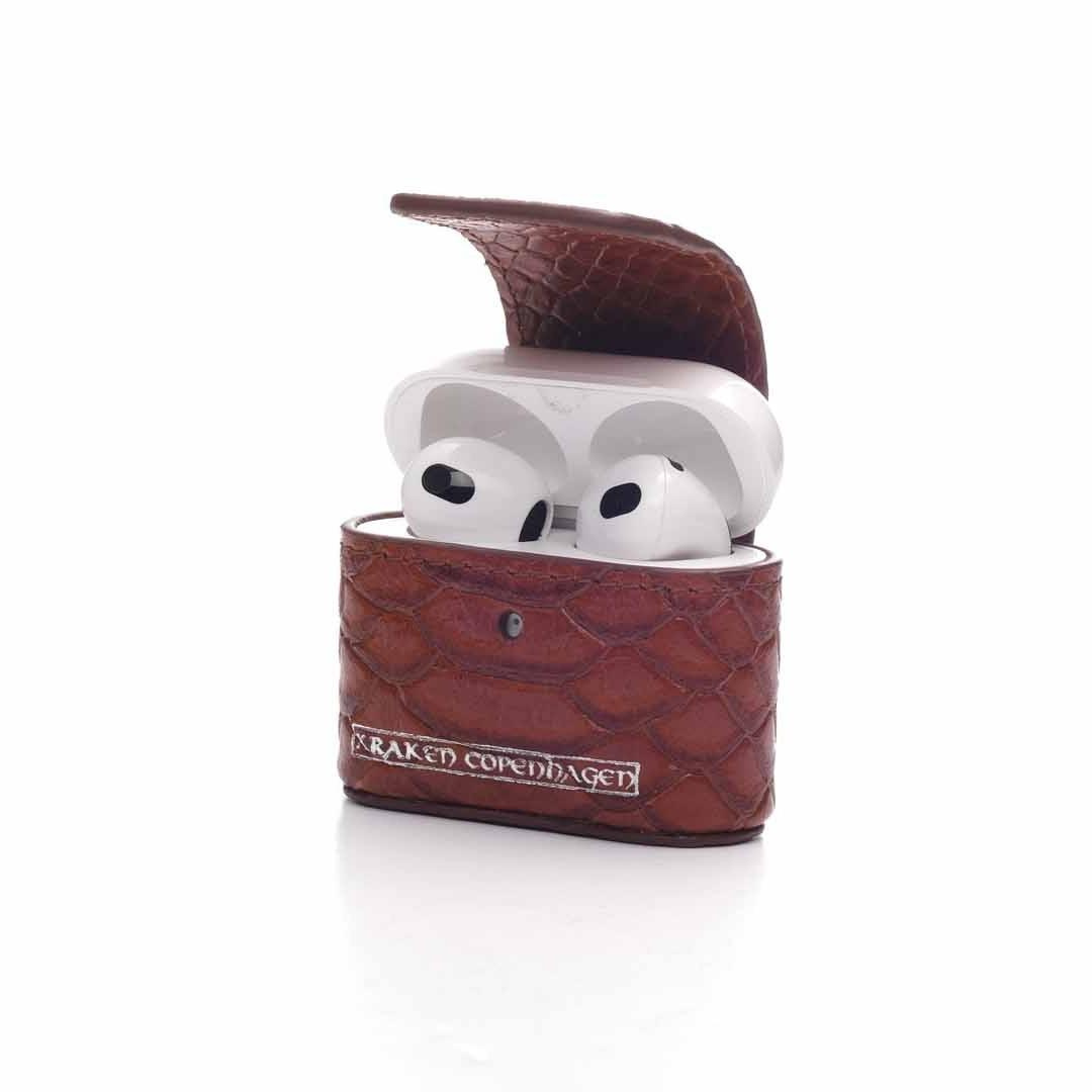 Ivar -AirPods Leather Case With Carabiner - Tan