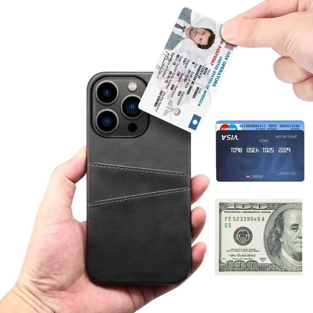 Smart Læder Bagcover Med Kortholder - Sort