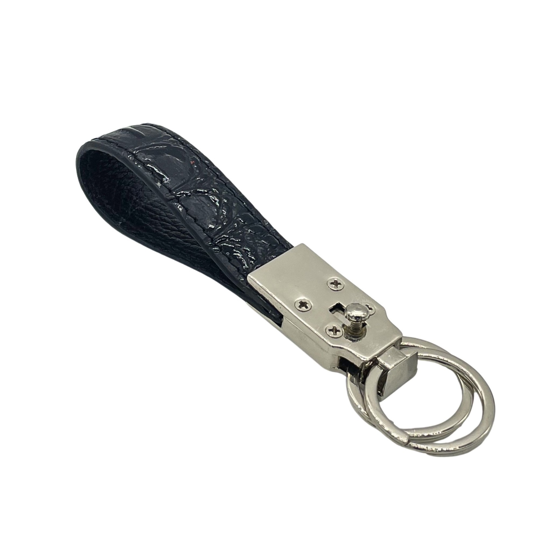 Design Læder/Metal Nøglering-Sort