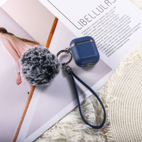 Leather AirPods Cover - Blue