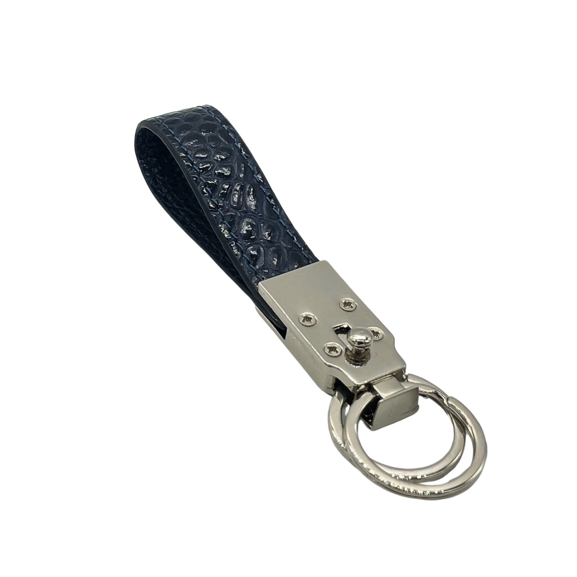 Design Nyckelring i Läder/Metall-Blå
