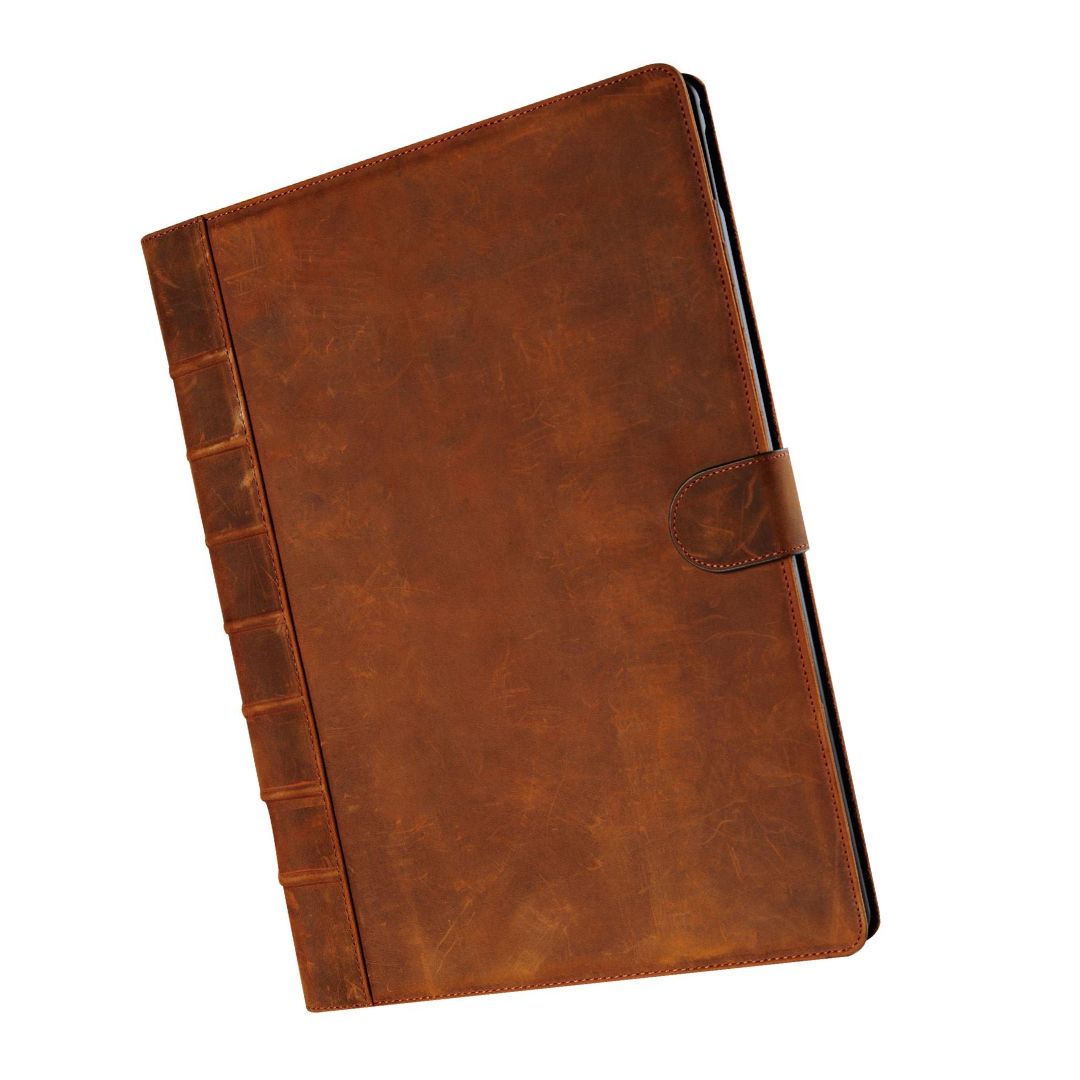 Ægte Crazy Læder IPad Bog Cover - Lysebrun