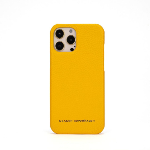 Genuine Pebbled Leather iPhone Case - Yellow