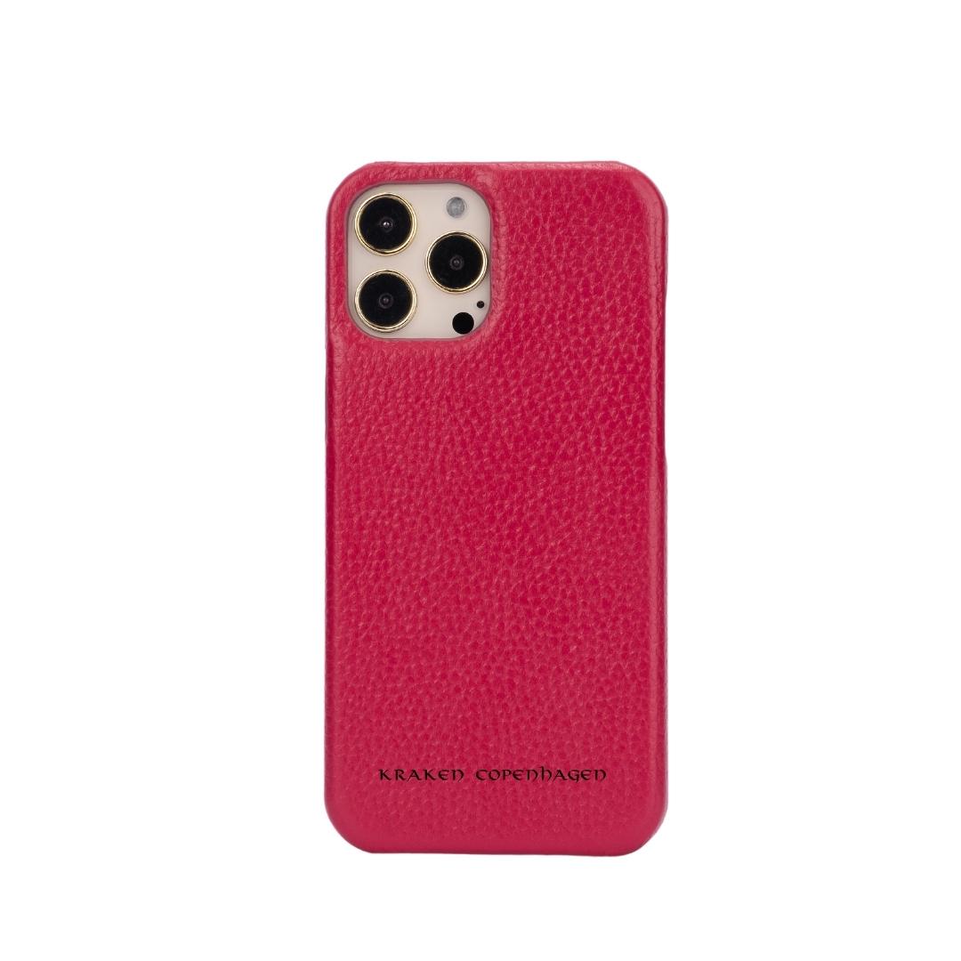 Ægte Småsten Læder iPhone Cover - Lyserod