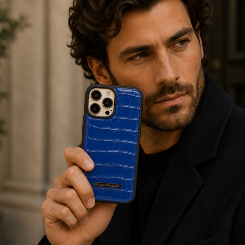 Ægte læder iPhone Cover – Blå | Kraken Copenhagen