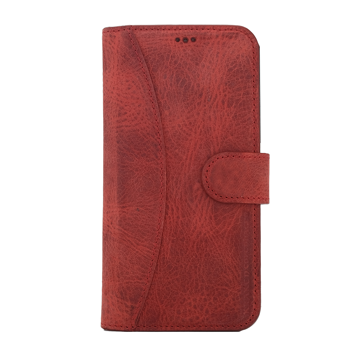Ægte Læder Moon Wallet iPhone Cover - Rød