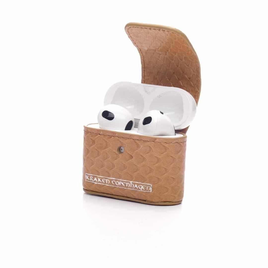 Bjørn-AirPods Cover Med Karabinhage--Beige