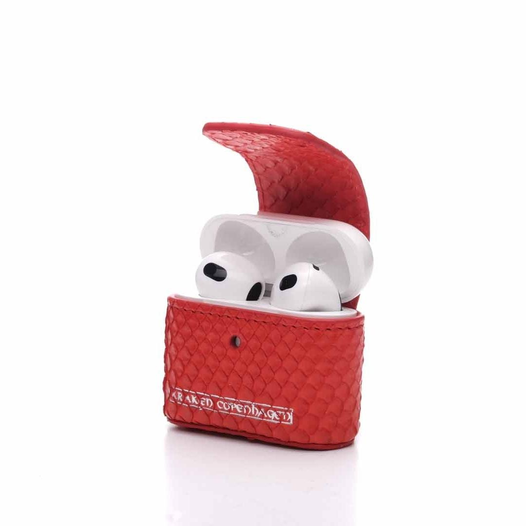 Bjørn-AirPods Cover Med Karabinhage-Rød